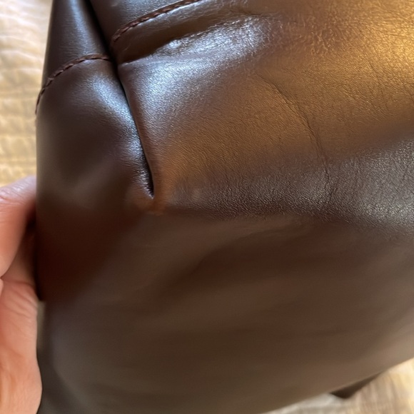 Madewell chocolate raisin brown leather essential bucket tote bag - Picture 9 of 14